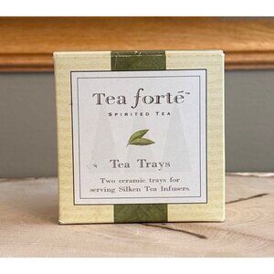 Tea Forté Spirited Tea Tray Set 2-Piece Ceramic For Silken Tea Infusers Green &